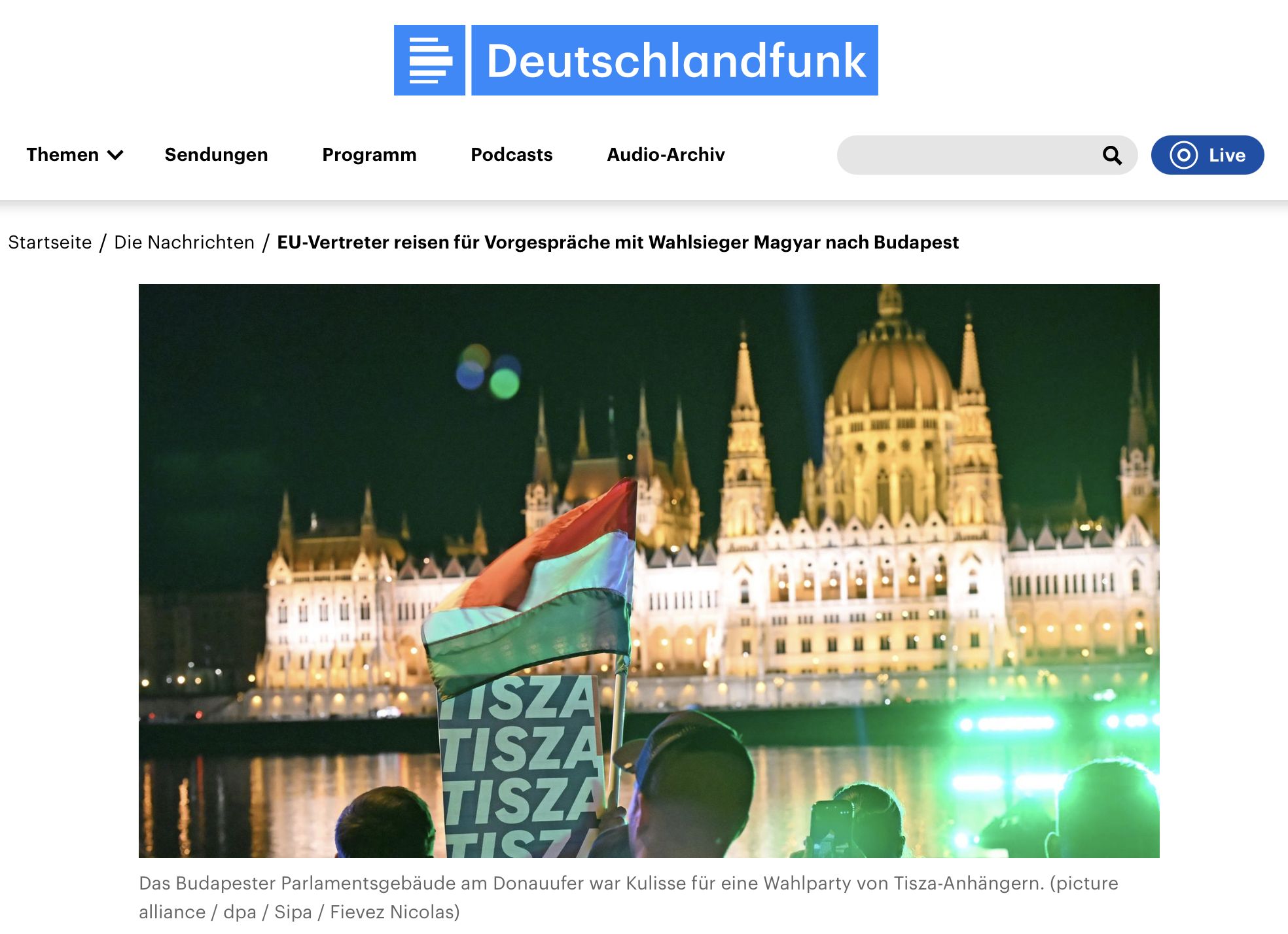 Nach Abwahl Orbans - EU-Vertreter reisen für Vorgespräche mit Wahlsieger Magyar nach Budapest